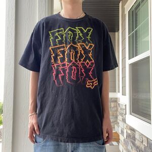 Fox-racing Men's Black and Navy T-shirt